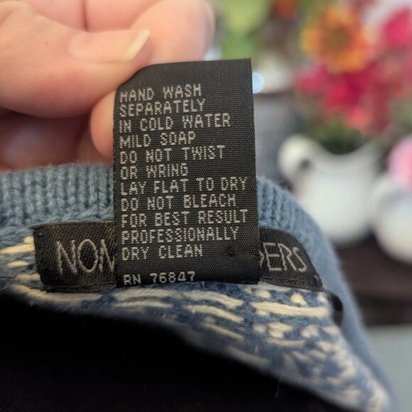 Nomadic Traders Blue & White Jacquard Knit Cardigan Sweater | Size Small - Picture 5 of 9